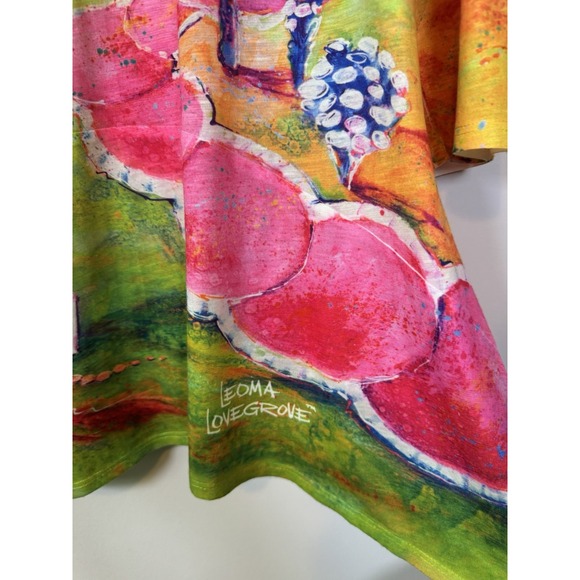 Leoma Lovegrove Medium Colorful Artsy Crew Neck 3/4 Sleeve Artsy Coastal‎ EUC - Picture 4 of 9